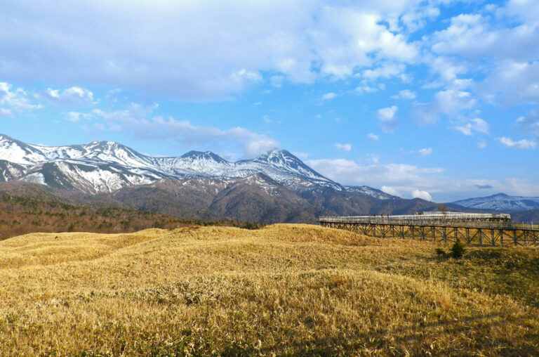 Berge und Wiesen im Shiretoko Nationalpark