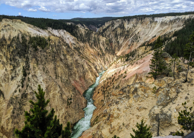 Der beeindruckende Grand Canyon of Yellowstone: Ein Fluss fließt durch eine riesige Schlucht