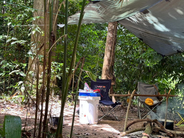 Selbst errichtetes Survival Camp