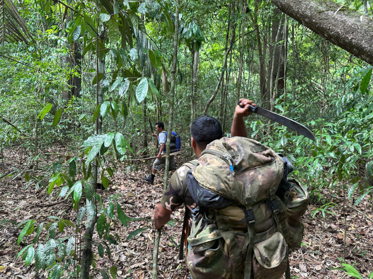 Mit der Machete den Weg freimachen
